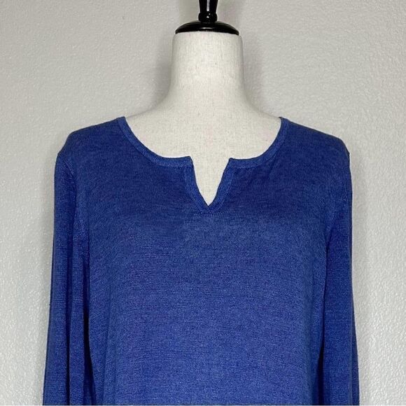 Talbots 100% Linen Split Crewneck Sleeves Tie Sweater - Picture 4 of 13